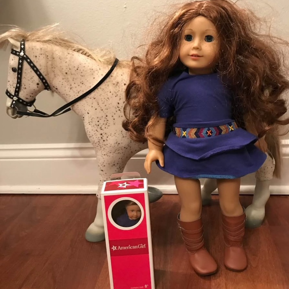 Retired 2013 American Girl Doll Saige, Mini doll w book; Picasso"~Saige’s horse